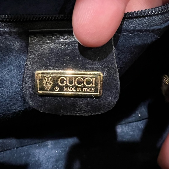 Vintage Authentic Gucci Box Bag Dark Navy Leather - Picture 7 of 15